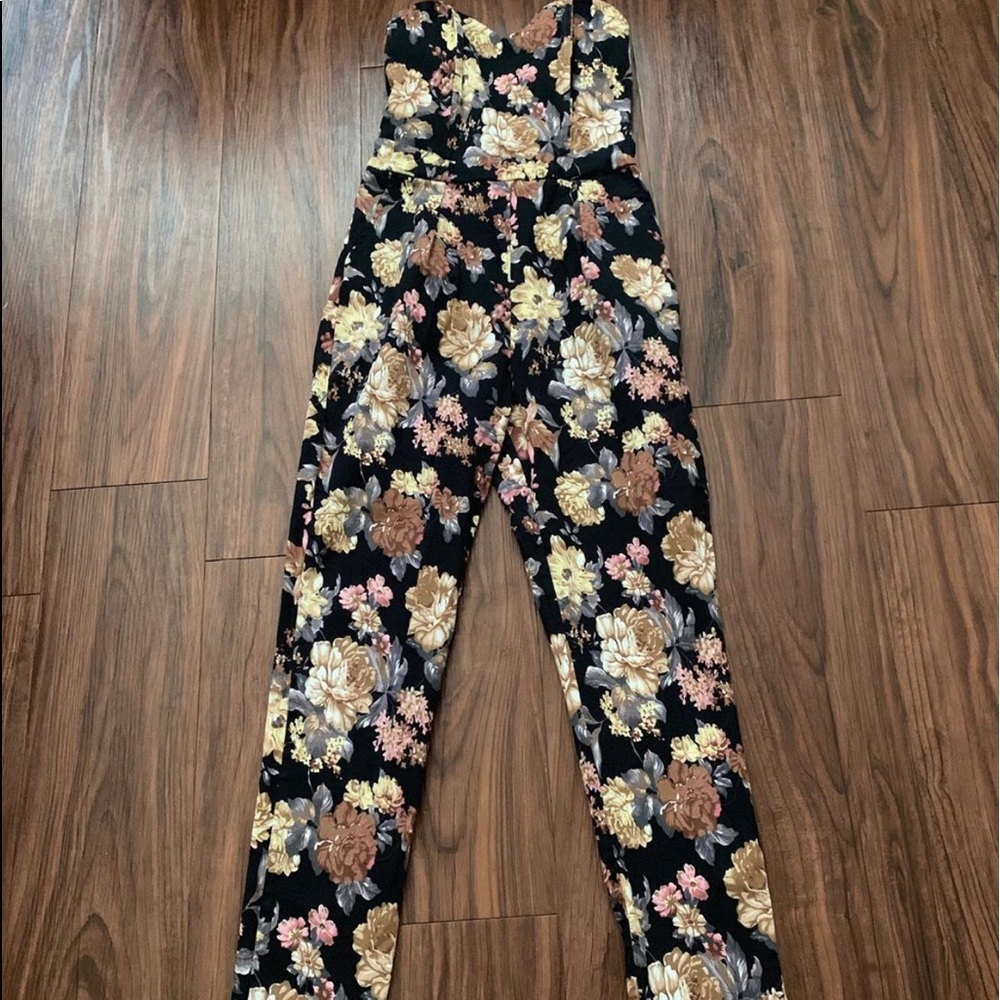 Black floral jumpsuit